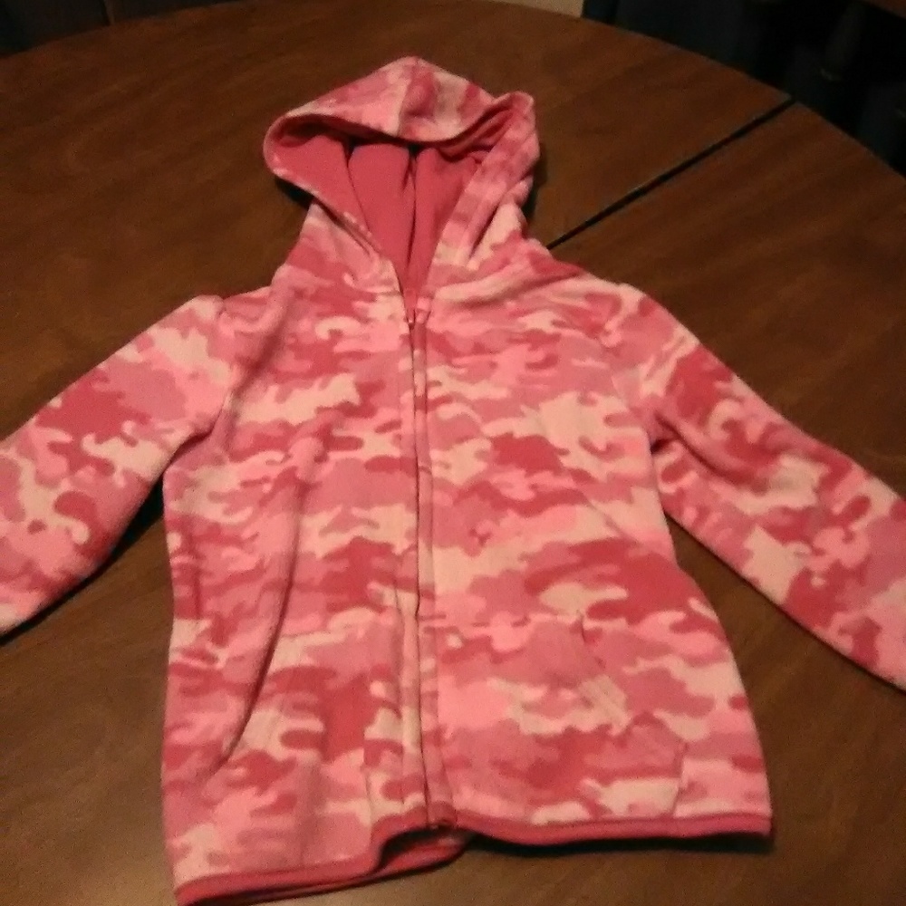 Pink camo jacket with hood